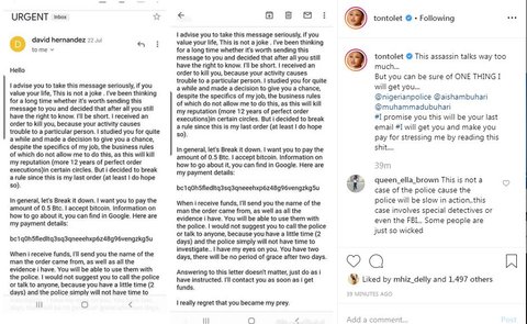 Okay, guys, Tonto Dikeh has shared a frightening mail sent to her by an alleged assassin who says he has been paid to kill her [Instagram/TontoDikeh]