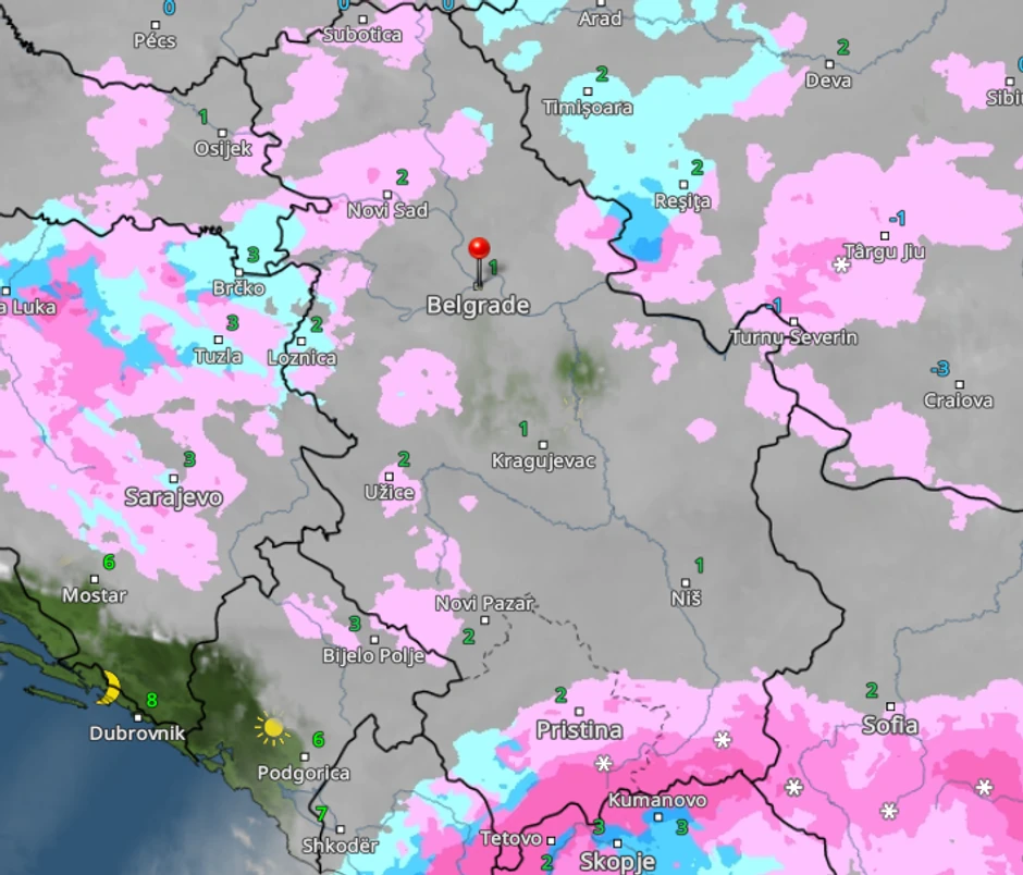 Kretanje padavina u Srbiji sutra u 7 časova
