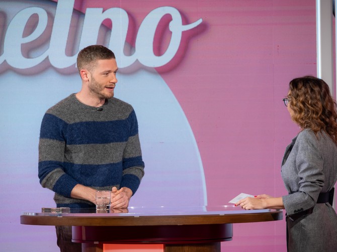 Glumac AleksandarRadojičić i voditeljka i autorka emisije "Blic žena studio"