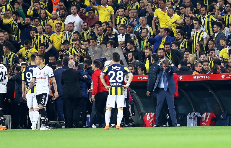 Senol Gunes z rozbitą głową trafił do szpitala. Meczu Fenerbahce - Besiktas z powodu zamieszek nie dokończono