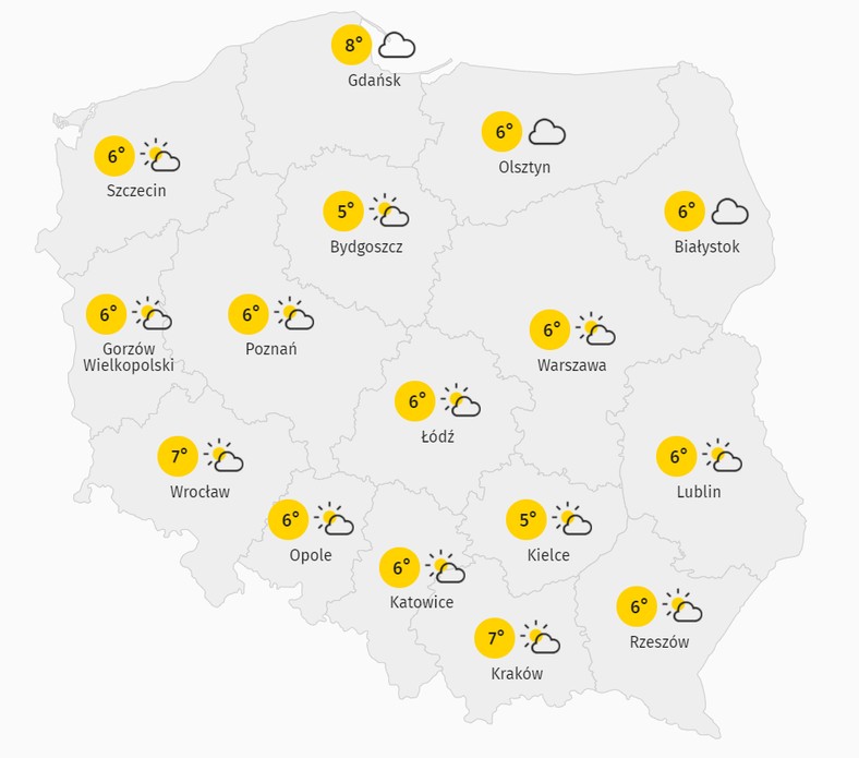 Pogoda we wtorek, 24 listopada