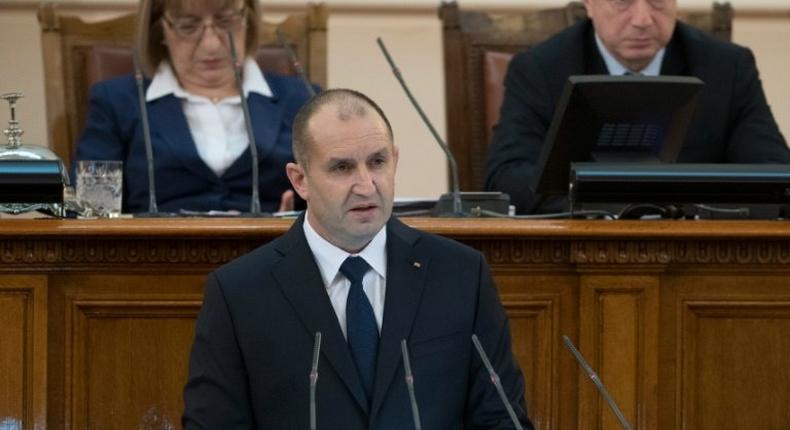 Bulgarian president-elect Rumen Radev speaks during his swearing-in ceremony in the Bulgarian Parliament in Sofia, on January 19, 2017