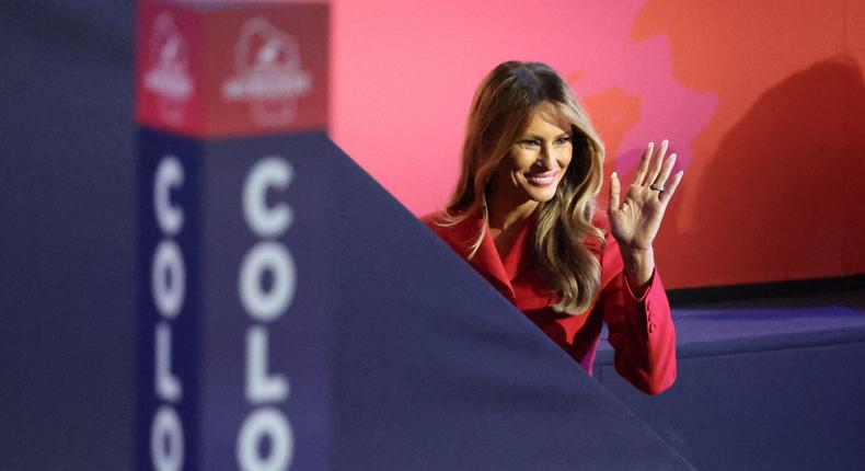 Melania Trump waved to attendees at the Republican National Convention in July. Jeenah Moon/Getty Images