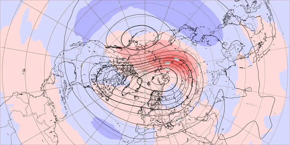 Mapa retrogradnog kretanja polarnog vrtloga