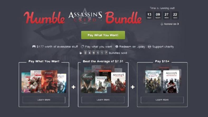 Humble Bundle -  dziewięć razy Assassin's Creed za niewiele ponad 60 złotych