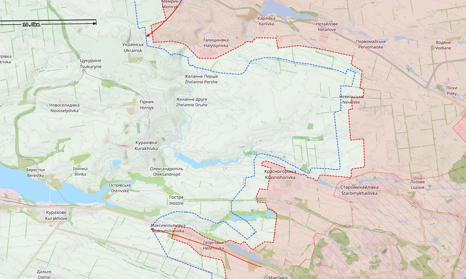 Mapa, južno od Pokrovska