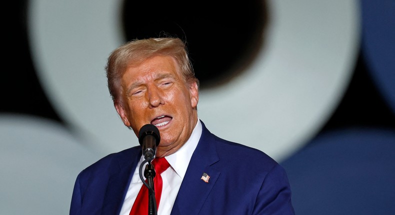 Donald Trump, seen here at a rally on Friday, vowed to prosecute Google if he's elected president.KAMIL KRZACZYNSKI / Getty Images