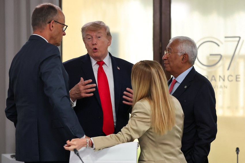 Fridrih Merc, Donald Tramp, Đorđa Meloni i Antonio Košta na samitu G7 u Evijanu 16. juna