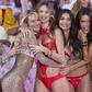 Models Martha Hunt, Candice Swanepoel, Behati Prinsloo, Lily Aldridge and Alessandra Ambrosio celebrate after presenting creations from the 2015 Victoria's Secret Fashion Show in New York