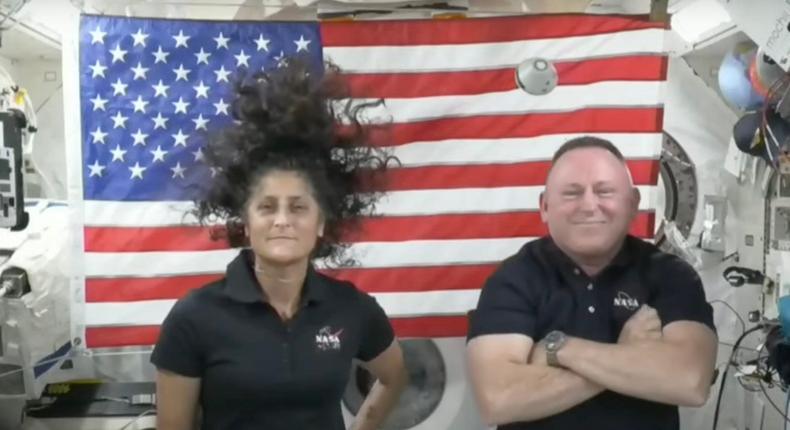 Suni Williams and Butch Wilmore on a call with journalists from the International Space Station.NASA TV