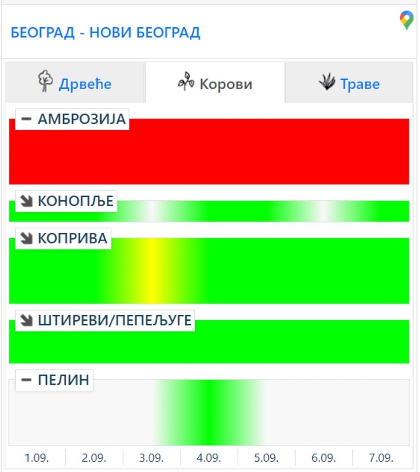 Ambrozija u crvenoj zoni