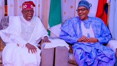 President-elect, Asiwaju Bola Tinubu and outgoing President, Muhammadu Buhari. [Twitter:@MBuhari]