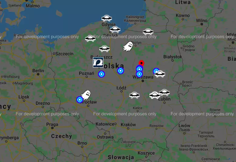 Polska mapa incydentów UFO / fot. Fundacja Nautilus