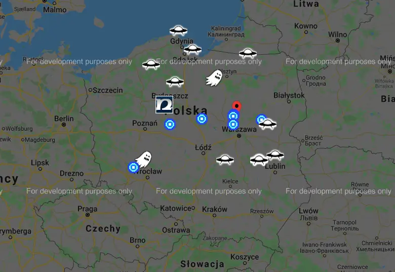 Polska mapa incydentów UFO / fot. Fundacja Nautilus