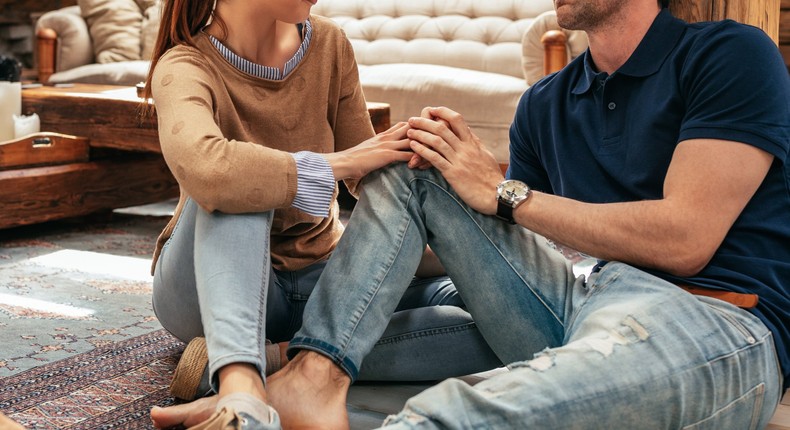 couple talking serious conversation