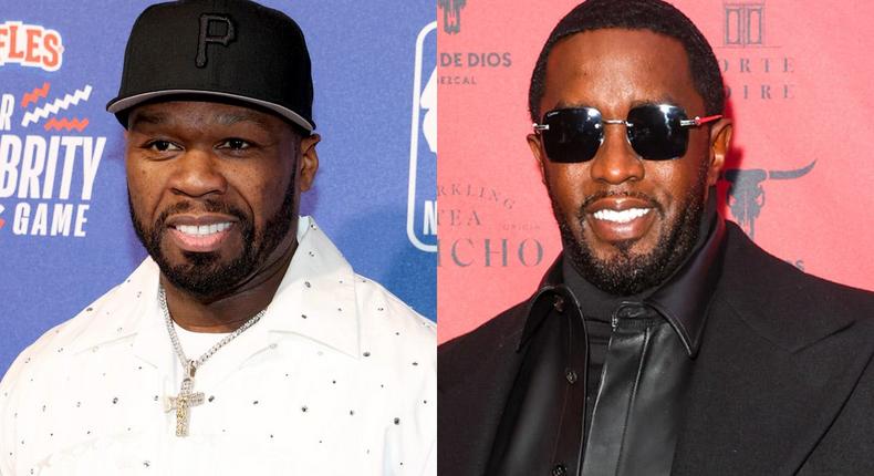 50 Cent and Sean Diddy Combs (right) have been feuding since the early 2000s. Kevin Mazur/Getty Images/Dave Benett/Getty Images