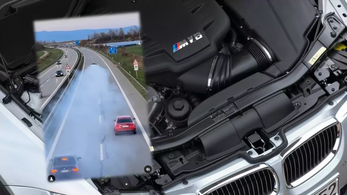 Kierowca BMW M3 E90 spowił autostradę w dymie