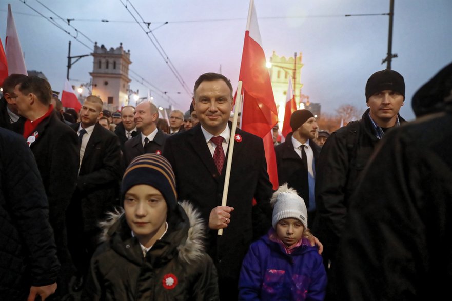 Andrzej Duda na Marszu Niepodległości w 2018 r.