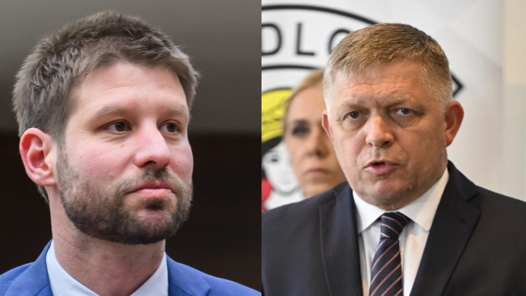 Poslanec NR SR Michal Šimečka a premiér Robert Fico.