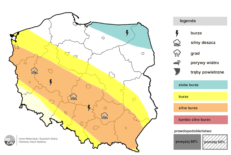 Najgroźniejsze burze przejdą przez zachodnią, południową i środkową Polskę