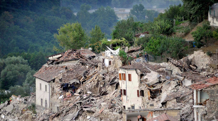 Amatrice település a földrengés után teljesen romokban hevert/ Fotó: MTI