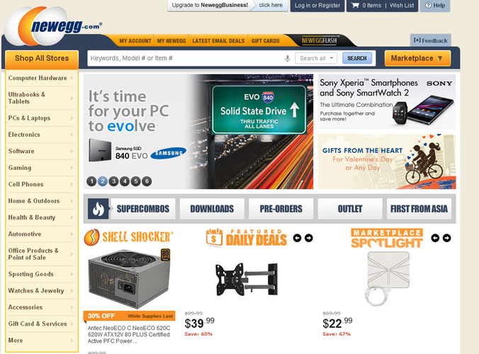 5. Newegg.com - kolejny serwis aukcyjny oferujący produkty dostarczane bezpośrednio z Chin