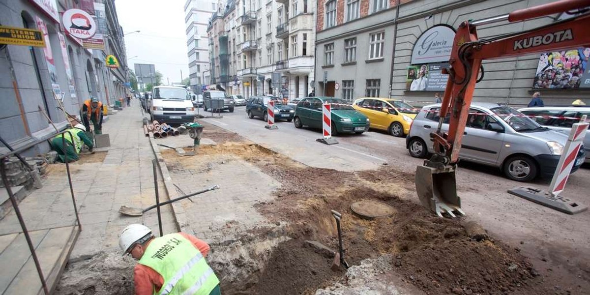 remont na ulicy Moniuszki w Katowicach