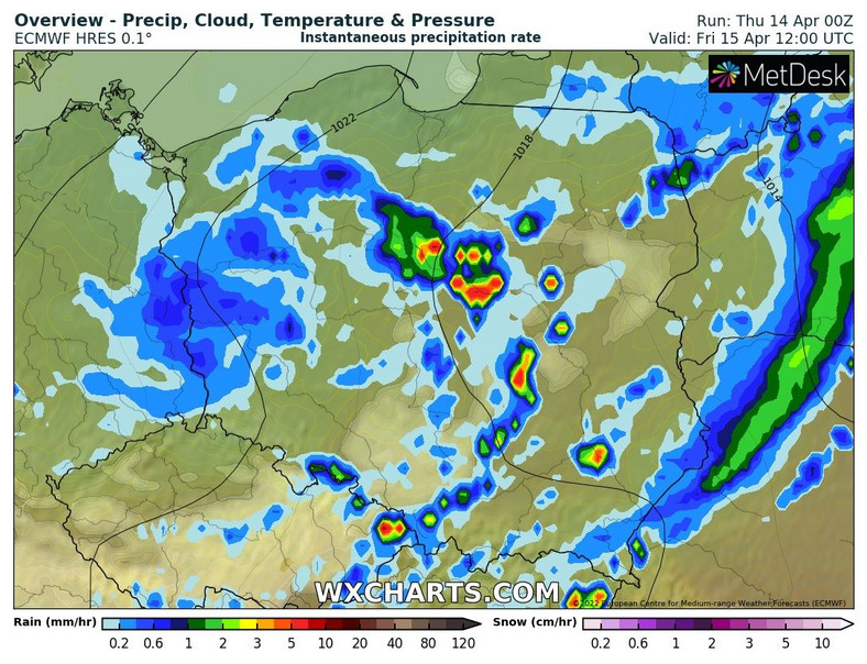 W piątek deszcz pojawi się w całej Polsce