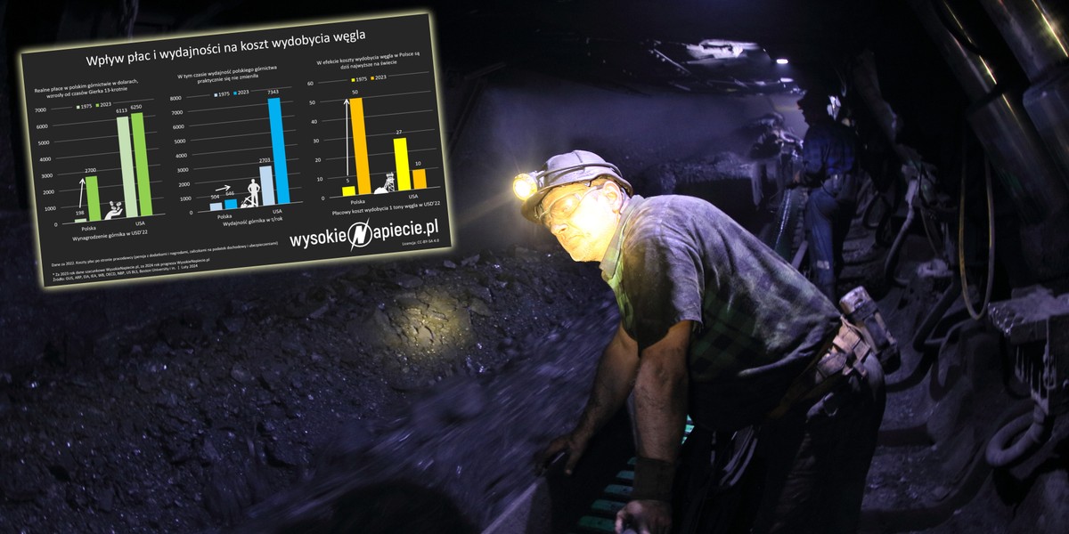 Koszty wydobycia węgla w Polsce należą do najwyższych na świecie.