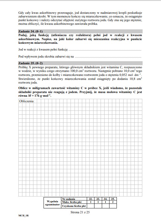 Matura z chemii - arkusz, poziom rozszerzony