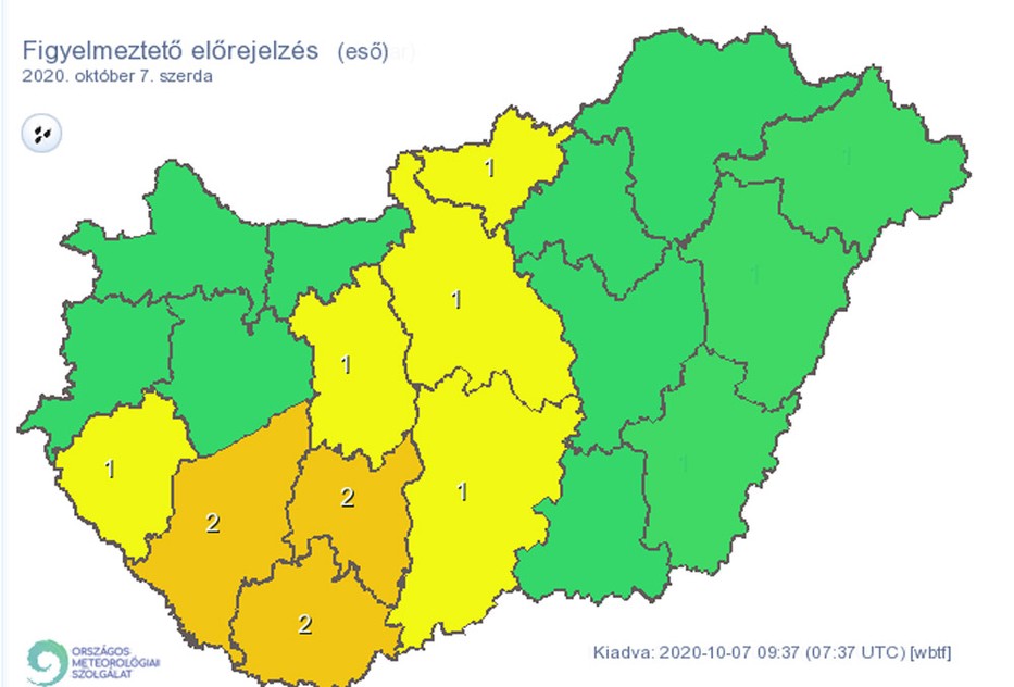 Másodfokú figyelmeztetést is kiadtak az esőzések miatt