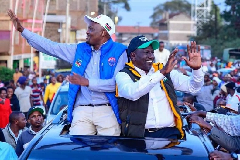 Moses Kuria and President William Ruto during the campaigns