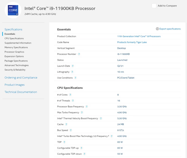 Intel Core i9-11900KB