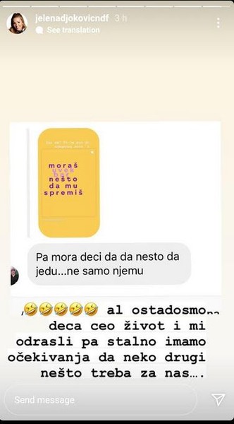 Isprozivali Jelenu Đoković zbog posta o kuvanju