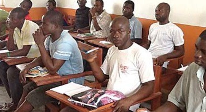 Prison inmates studying