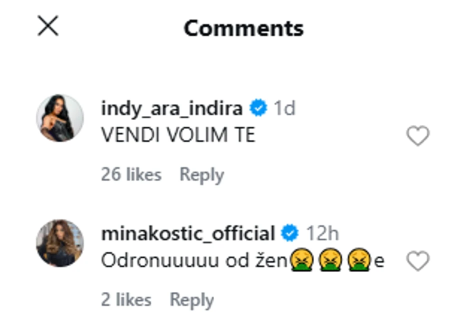 Mina odbrusila Vendi