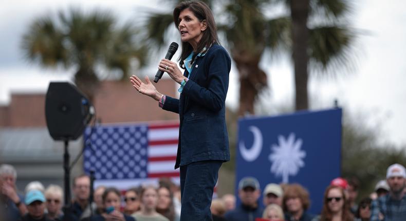 GOP presidential candidate Nikki Haley campaigns in Kiawah Island, South Carolina.Win McNamee/Getty Images