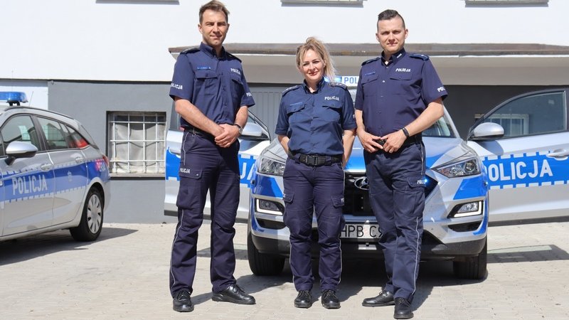 Od lewej: asp. Krzysztof Pawlik, asp. Anna Szajbler, mł. asp. Robert Szum