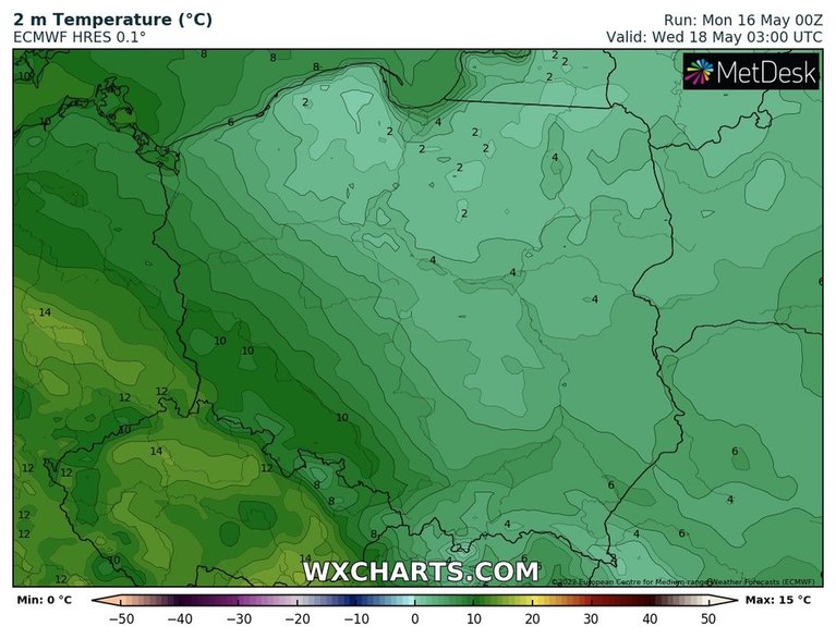 Noce będą przynosić niską temperaturę, a lokalnie też przygruntowe przymrozki