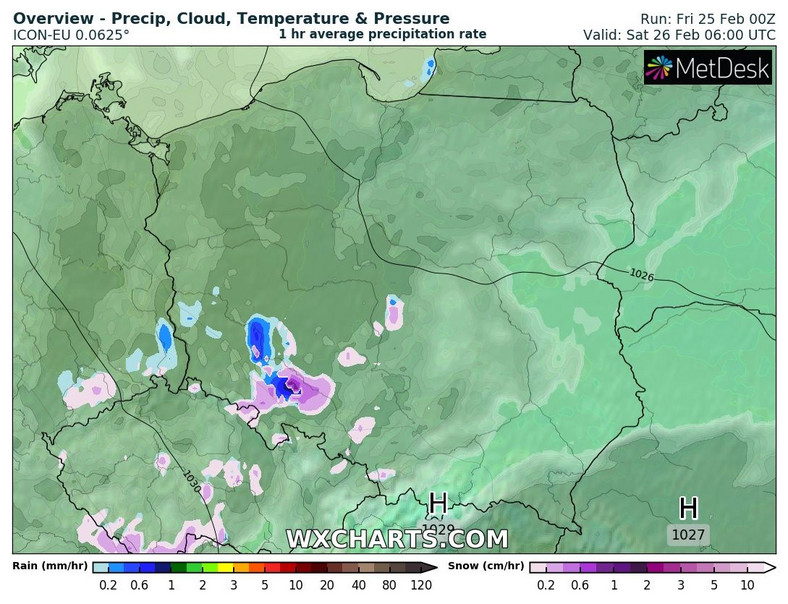 W nocy wciąż miejscami może padać