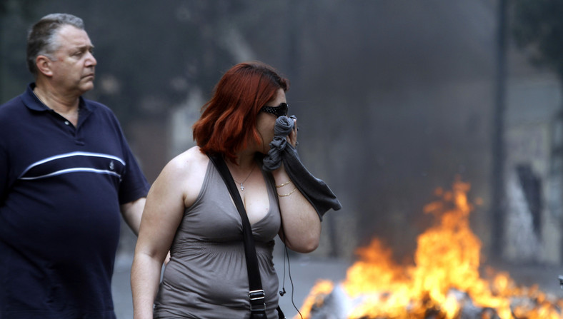 Protesty w Grecji fot. Bloomberg