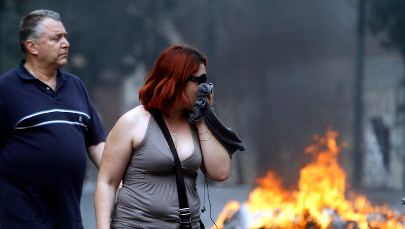 Protesty w Grecji fot. Bloomberg