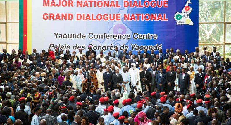 Cameroonian Prime Minister Joseph Dion Ngute presides over the opening of a national dialogue on the anglophone crisis in September 2019