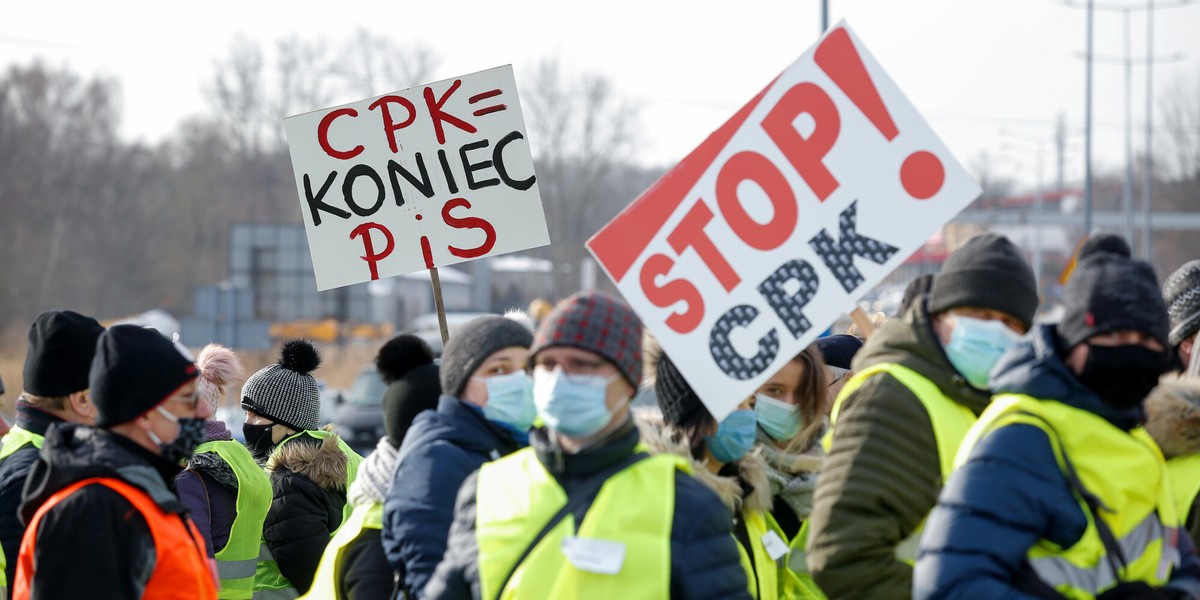 Protest mieszkańców Mikołowa przeciwko budowie kolei do CPK