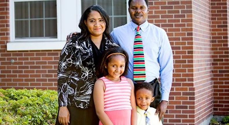 Amram Musungu and his family in the United States.