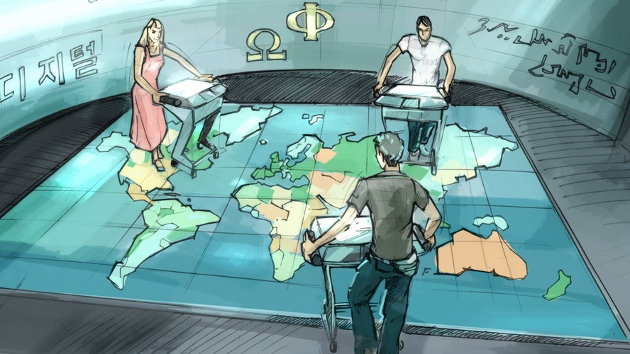 Najeżdżając specjlanymi wózkami na miejsce na mapie usłyszymy język danego kraju