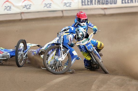 Nicki Pedersen, Jack Holder, Kenneth Bjerre - upadek