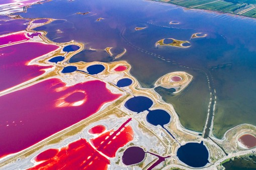 salt lake become colorful in Yuncheng,Shanxi, China on 15 August 2018