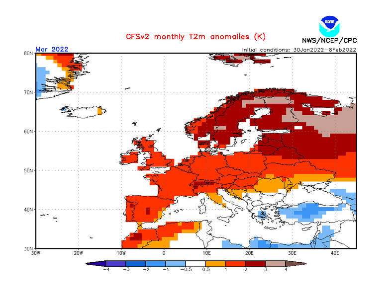 Prognoza odchylenia temperatury od średniej w marcu