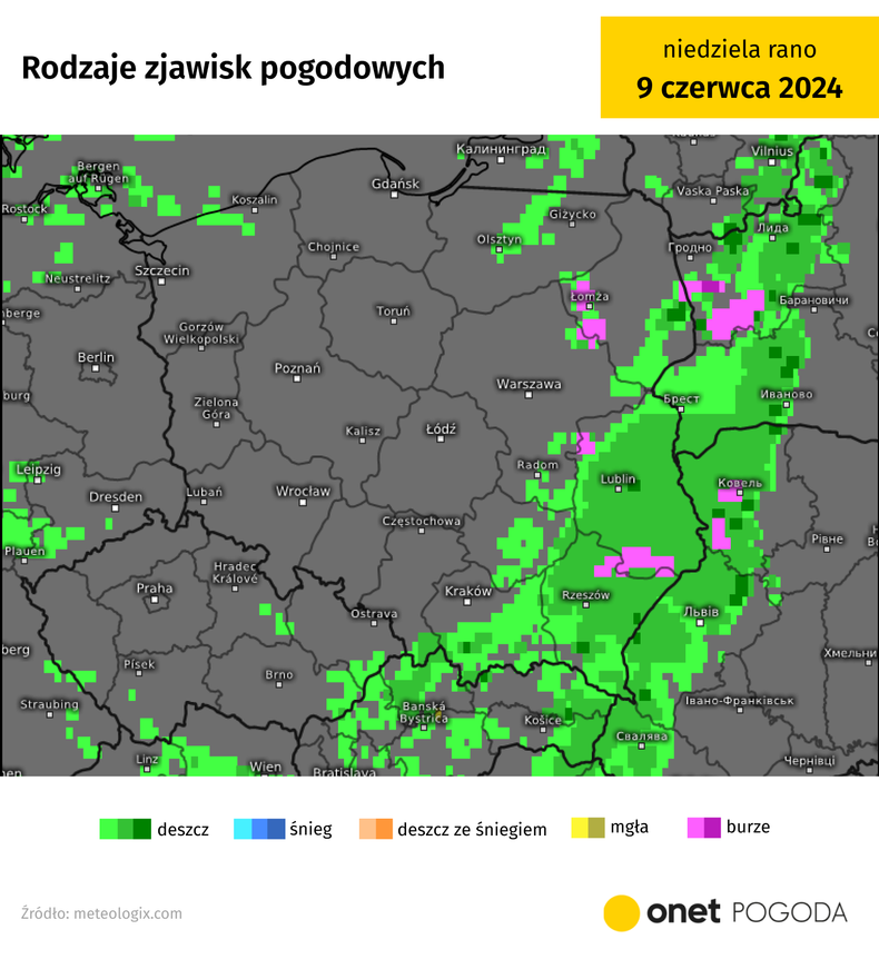 Najwięcej deszczu pojawi się na południowym wschodzie i wschodzie kraju